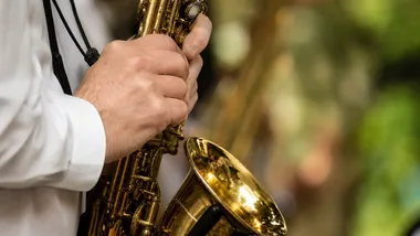 Skrzypce, gitara i wspólne śpiewanie pod altaną w Lubinie
