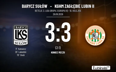 [PIŁKA NOŻNA] Betclic 3. Liga Grupa 3 (Grupa III): Barycz Sułów – KGHM Zagłębie Lubin II 3:3