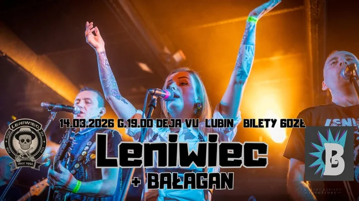 Grafika promocyjna wydarzenia Leniwiec + Bałagan w Deja Vu — Lubin, 14 marca 2026