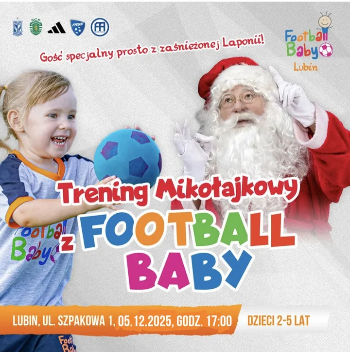 Grafika promocyjna wydarzenia DARMOWE MIKOŁAJKI z Football Baby Lubin
