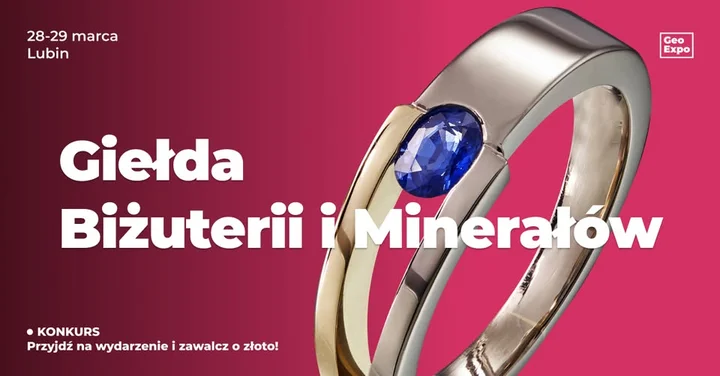 Grafika promocyjna wydarzenia Giełda GeoExpo: biżuteria, minerały i skamieniałości w Lubinie