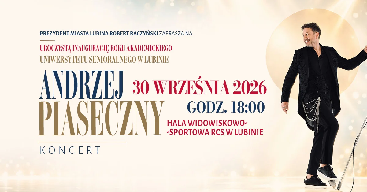 Grafika promocyjna wydarzenia Inauguracja Uniwersytetu Senioralnego w Lubinie z koncertem