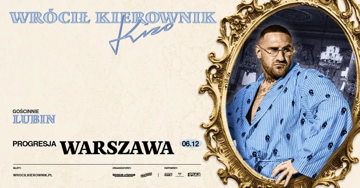 Grafika promocyjna wydarzenia KIZO — Wrócił Kierownik z Lubinem w Klubie Progresja (6 grudnia 2025)