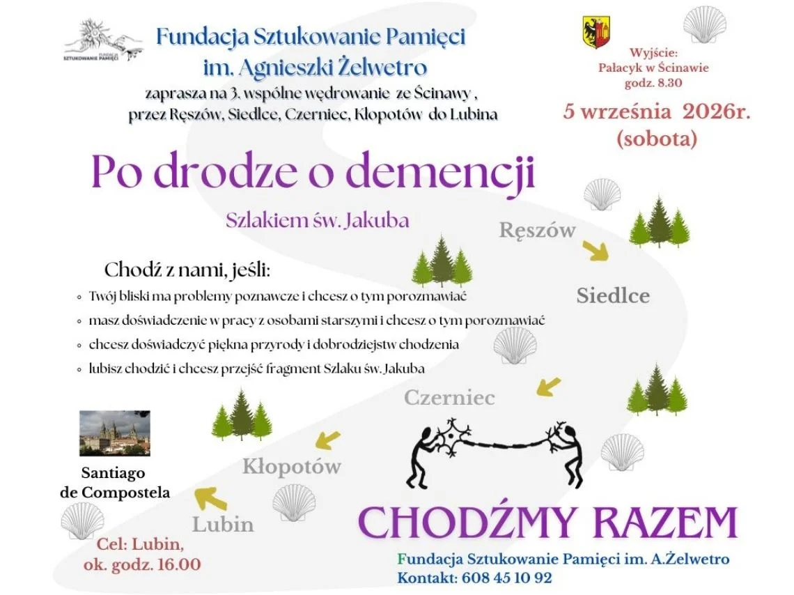 Grafika promocyjna wydarzenia „Po drodze o demencji” szlakiem św. Jakuba