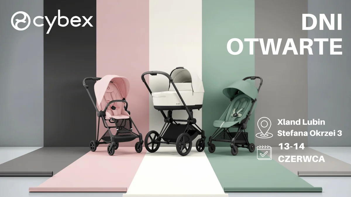 Grafika promocyjna wydarzenia Prezentacja produktów Cybex w salonie Xland w Lubinie