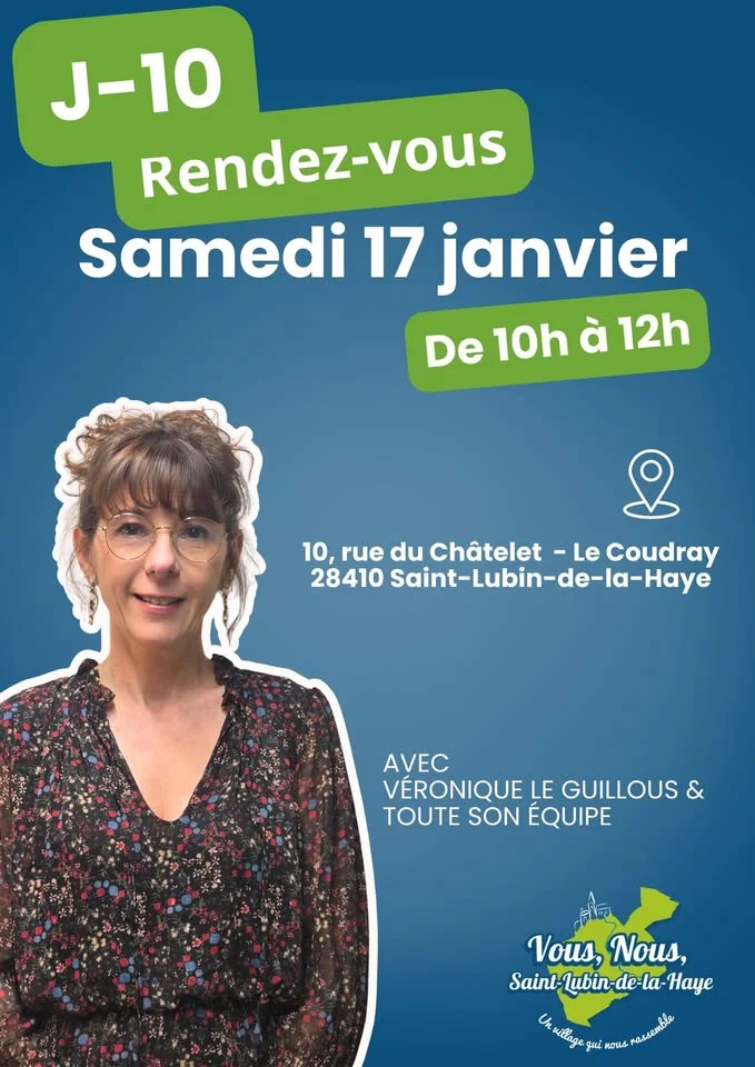 Grafika promocyjna wydarzenia Rencontrer Vous Nous w Saint-Lubin-de-la-Haye — spotkanie z mieszkańcami 17 stycznia
