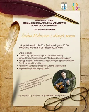 Grafika promocyjna wydarzenia Dzień Seniora „Śladami Mickiewicza i własnych marzeń”