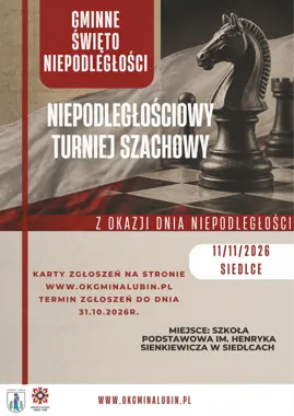 Grafika promocyjna wydarzenia Niepodległościowy Turniej Szachowy w Siedlcach
