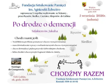 Grafika promocyjna wydarzenia „Po drodze o demencji” szlakiem św. Jakuba