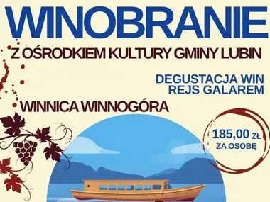 Grafika promocyjna wydarzenia Winobranie z Ośrodkiem Kultury Gminy Lubin