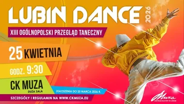 Grafika promocyjna wydarzenia XIII Ogólnopolski Przegląd Taneczny – Lubin Dance 2026: konkurs dla dzieci i młodzieży