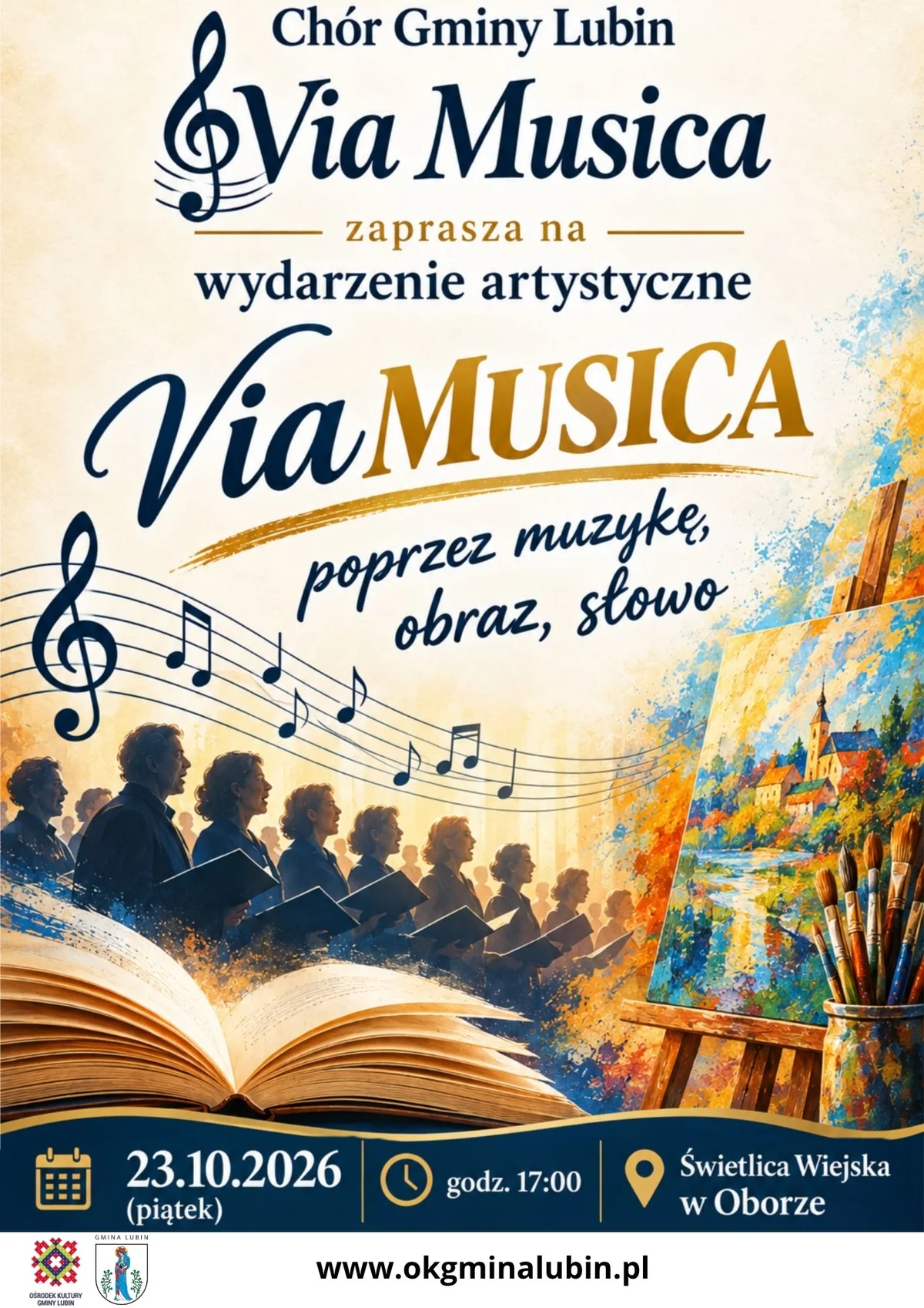 Grafika promocyjna wydarzenia Via Musica – poprzez muzykę, obraz, słowo