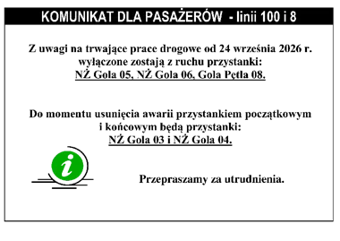 Linie 100 i 8 zmieniają przystanki w Goli. Powodem awaria wodociągu