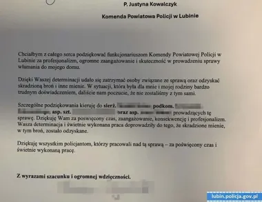 Włamanie do domu w powiecie lubińskim. Policjanci odzyskali mienie warte blisko 100 tysięcy złotych