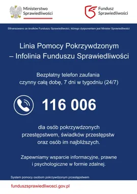 116 006 - całodobowa pomoc dla pokrzywdzonych i świadków przestępstw